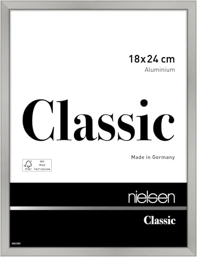 nielsen Bilderrahmen Classic 18 x 24 cm, Aluminium Silber matt - Stylischer Aluminium Bilderrahmen im Hoch- und Querformat, mit Echtglas und stabiler MDF-Rückwand. Perfekt für Ihr Zuhause – einfach aufzuhängen oder aufzustellen.