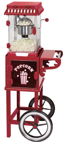 Retro XXL Popcorn-Maschine mit Wagen - Epiq 80001270 - Popcornmaschine im Vintage-Stil, 1,15 m hoch mit eingebautem Rührsystem für perfektes Popcorn, ideal für Partys und Filmabende.
