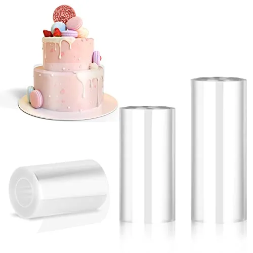 UKOFEW 3 Rolle Kuchen Kragen, Transparent Acetat Rolle, Acetat Rolle Verdicken, 8/10/12cm, für Tortendeko, Schokolade, Mousse, Kuchen, Dessertringe (10m)