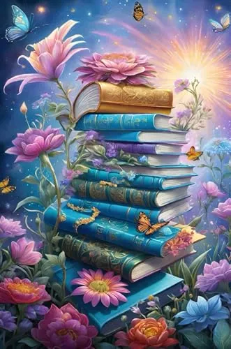 Picmondoo Diamond Painting – 40x60 cm, Mit quadratischen Harzsteinen, AB-Steinen, Strassfarben & Metallicfarben – DIY-Kunstwerk für Erwachsene & Kinder (Book Lover - FBM)