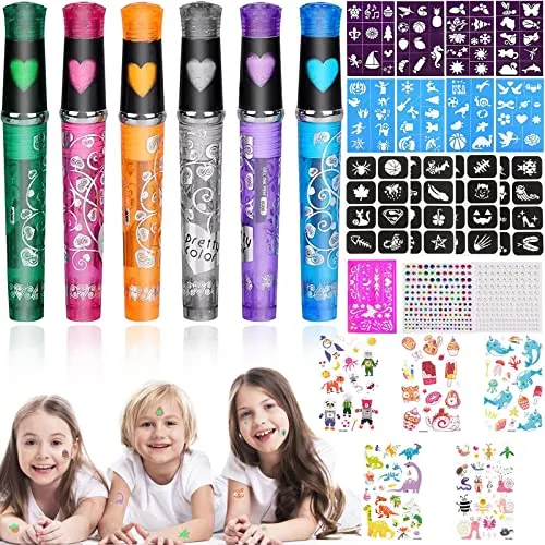 Glitzer Tattoo Stifte Set für Kinder – Temporäre Körper Tattoos