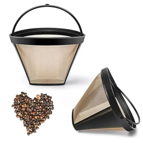 Bessy Shop Kaffee-Siebträgerkorb, 2 Stück Gold, Edelstahl Kaffee Filter Mesh Korb Waschbar Kaffeefilter Feinnetzfilter mit Griff Für Meisten Kaffeemaschinen