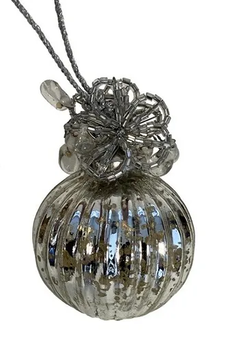 Christbaumschmuck Kugel mit Perlen antik- silber Ø 5cm