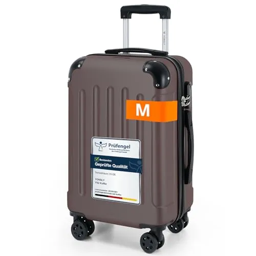 YONSLY Gepäck Suitcase Reisekoffer M, Braun