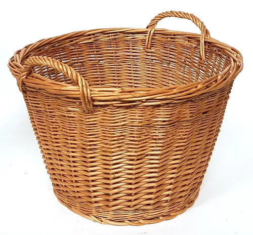 Kaminkorb Holzkorb Kaminholzkorb geschälte Weide Hell Ø 50 cm (Art. 90475-50)