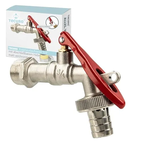 tecuro Auslaufventil mit abschließbaren Hebel 3/4 Zoll - verchromt matt