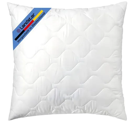 LANDSTER Gestepptes kopfkissen 80x80 kopfkissen 40x80 Kissen Mikrofaser Bettkissen Füllkissen Dekokissen Schlafkissen Ökotex Atmungsaktiv Sofa-Kissen Zierkissen Waschbar Weiß (1er Set, 80 x 80 cm)