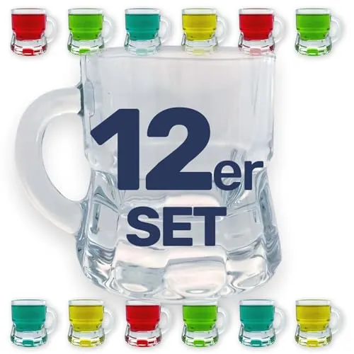 Gravidus Schnapsglas Schnapsgläser Schnaps Stamper Kurze Glas mit Henkel 2cl (12 Stück)