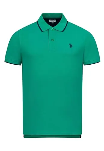 U.S. Polo Assn. Herren Poloshirt (S-3XL) Classic Fit Kurzarm Pique Polohemd P002 - Grün-Navy Größe XXXL - Gr. 3XL