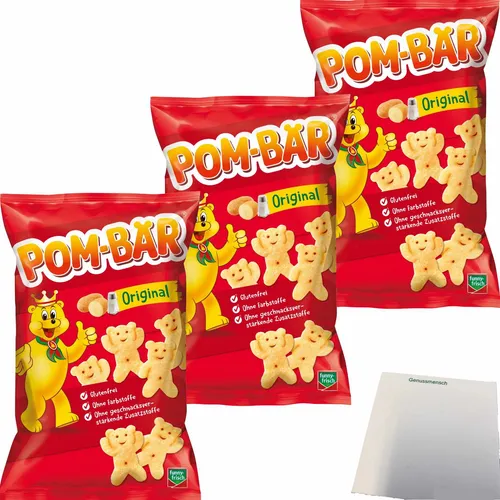 3x Funny Frisch Pom-Bär Kartoffel-Snack Glutenfrei 3x75g Packung usy Block