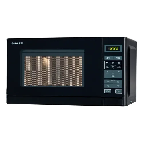 Sharp R242BKW Mikrowelle - 20 L, 800 W, 6 Automatikprogramme, energiesparend und ideal für schnelles Garen und Auftauen in Schwarz