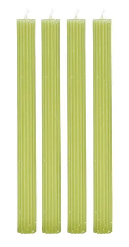 Levandeo® Tafelkerze, Kerzen 4er Set Stabkerzen Grün 25cm Tafelkerzen Rillen Design