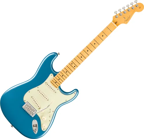 Fender Am Pro Clsc Strat MN FLPB - E-Gitarre der American Professional Serie mit Erlenkorpus und Ahornhals; ideal für vielseitige Musikstile, inklusive Deluxe Gig Bag für optimalen Schutz.