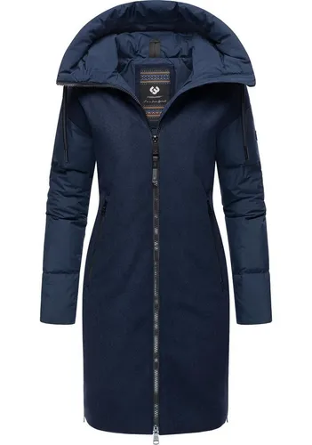 Ragwear Wintermantel Jumana Damen Mantel aus modernem Materialmix mit Kapuze