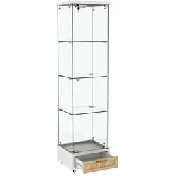Modfu Vitrine Weiß, 42.5x167x36.5 cm – Eleganter Geschirrschrank für Ihr Wohnzimmer
