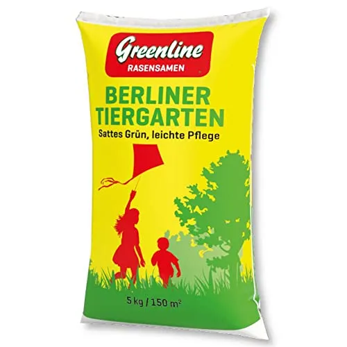 Greenline Rasensamen Berliner Tiergarten 5 kg - Gräsersamen für belastbaren Sportrasen, widerstandsfähig und pflegeleicht für ein sattes, grünes Spielvergnügen.