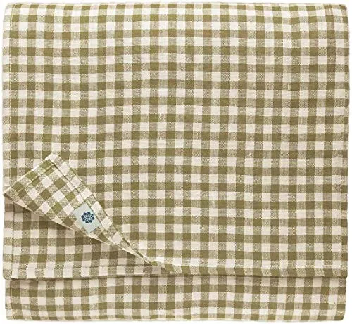 Linen & Cotton Tischdecke Tischtuch Tischwäsche Kariert Landhausstil Estella -100% Leinen, Weiß Weiss Beige (140 x 140 cm) Quadratische Festliche Frühling/Home Küche Restaurant Cafe Hotel Gastronomie