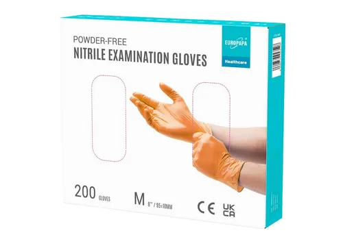 EUROPAPA Nitril-Handschuhe Medical Einmalhandschuhe Untersuchungshandschuhe (200, puderfrei ohne Latex, Gummihandschuhe, EN455 EN374) unsteril latexfrei disposible gloves