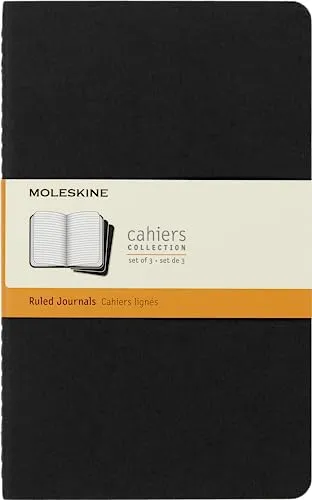 Moleskine Cahier Notizhefte (liniert, Large, Kartoneinband) 3-er-Set schwarz