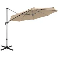 COSTWAY Ampelschirm Ø 330cm mit Kurbel und 360° Drehung, Beige - Großer Terrassenschirm mit 330 cm Durchmesser, ideal für Gärten und Cafés. Verstellbare Neigung und einfache Bedienung durch Kurbel. Robuste Konstruktion sorgt für Stabilität bei Wind.