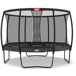 BERG Trampolin Champion Regular 380 Grey mit Deluxe Sicherheitsnetz - Trampolin mit 380 cm Durchmesser, ideal für große Sprünge. Inklusive selbstschließendem Sicherheitsnetz und 13 Jahren Garantie auf den Rahmen bei Registrierung.
