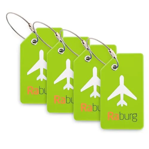 Kofferanhänger 4er Set aus Silikon, ca. 9×5 cm mit Namenszeile, Grün | Raburg Gepäckanhänger