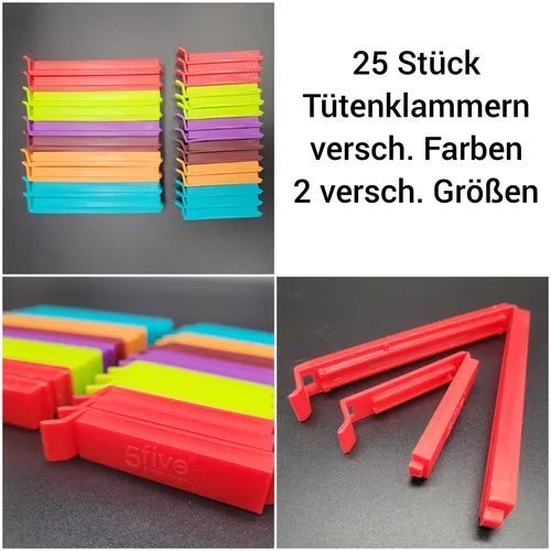 25er Set Verschlussclips Verschluss Clips Beutel Kunststoff Frischhalteclips