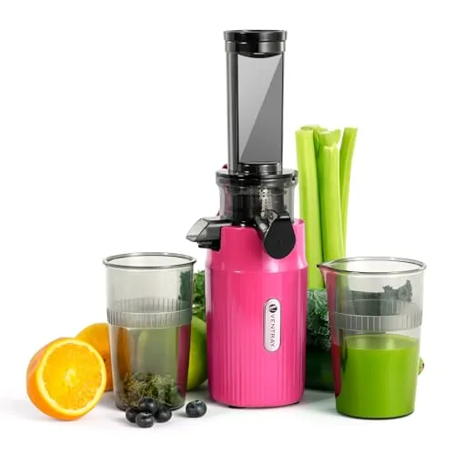 Ventray Ginnie Entsafter - Slow Juicer mit 60 U/min - Entsafter, leiser und kompakter Slow Juicer mit Kaltpress-Technologie für maximalen Vitaminerhalt. 45mm Öffnung, BPA-frei, einfach zu reinigen und mit 400ml Fassungsvermögen.