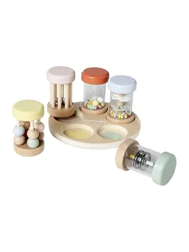 vertbaudet Spielzeug-Musikinstrument 5er-Set - Musikspielzeug aus Holz für Babys, perfekt für die frühkindliche Förderung der Sinne ab 10 Monaten.
