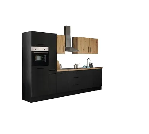 Produktbild Stella Trading Turin ZB Küchenzeile 310 x 211 x 60 cm, schwarz