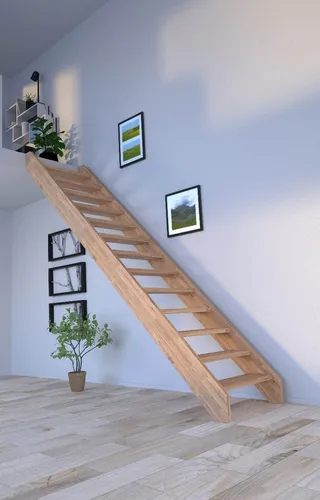 Starwood Holztreppe Mykonos (Eiche) - Gerade ohne Geländer - Massivholztreppe Mykonos aus naturbelassenem Eichenleimholz, ideal zur individuellen Gestaltung. Einfache Selbstmontage mit Anleitung. Perfekt für Deckenhöhen bis 280 cm.