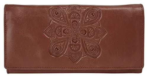 Bruno Banani Geldbörse Mandala Damen 021645 cognac - Elegante Leder Geldbörse mit verspieltem Design, RFID-Schutz und cleverer Innenaufteilung für bis zu 12 Karten. Perfekt für stilbewusste Damen!