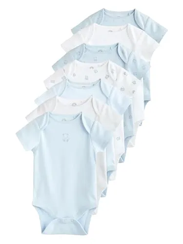Next Kurzarmbody 7er-Pack mit Bärendesign - Baby-Wäsche, 100% Baumwolle, ideal für den Alltag und super bequem für Ihr Baby in Größe 62-68 (3-6 Monate).