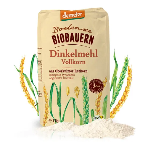 Dinkelmehl - Vollkorn 1Kg | BODENSEE BIOBAUERN