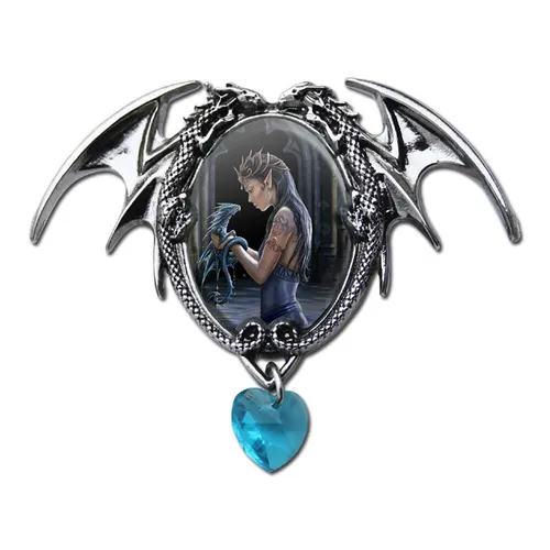 Anne Stokes Wasser Drache Cabochon Anhänger in silber von Holzenplotz