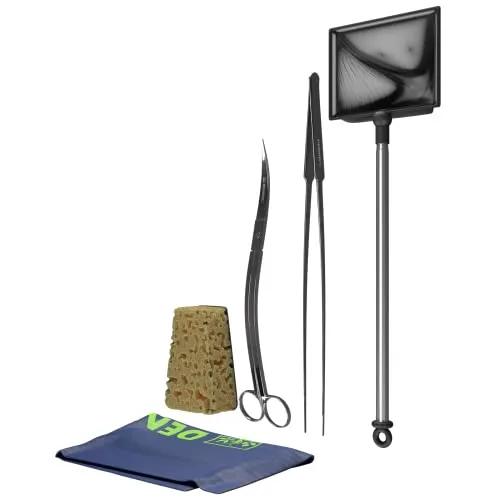 Dennerle Aquarium Care Set - Pflegeset für Süßwasser Aquarien, mit hochwertiger Edelstahl-Schere und Teleskop Fischkescher für optimale Aquarienpflege
