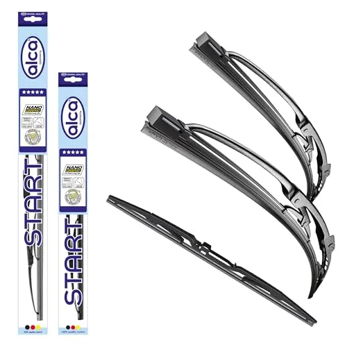 alca Scheibenwischblätter für NISSAN QASHQAI II (Set, 3-St.) - Fahrzeugoptimierte Scheibenwischer für NISSAN QASHQAI II, Baujahr 02.2014 - 06.2021. Mit Nano-Graphit-Technologie für maximale Flexibilität und Langlebigkeit – einfache Montage ohne Werkzeuge!