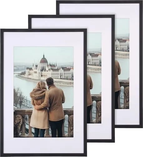 Your Design Bilderrahmen Collage: 3er-Set Bilderrahmen, bruchsicheres Acrylglas, 40 x 60 cm, schwarz (mit Aufhängungen)