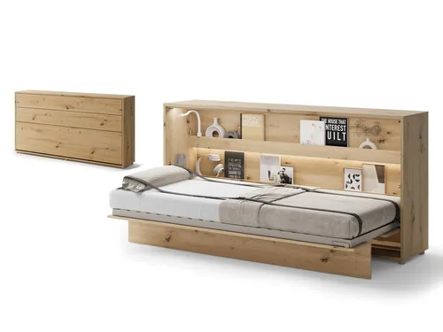 Compleo Schrankbett Horizontal Wandklappbett Lenart Bed Concept - Platzsparendes Wandklappbett für optimalen Wohnraum. Mit stabiler Konstruktion und Geräuschlosem Schließen. Ideal für kleine Räume, bietet Komfort und praktische Ablagen.