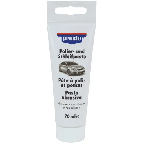 presto Polier- und Schleifpaste 70ml - Autopflege & Motorradpflege, hohe Glanzentwicklung und silikonfrei, ideal für ein perfektes Finish bei der Fahrzeugpflege.