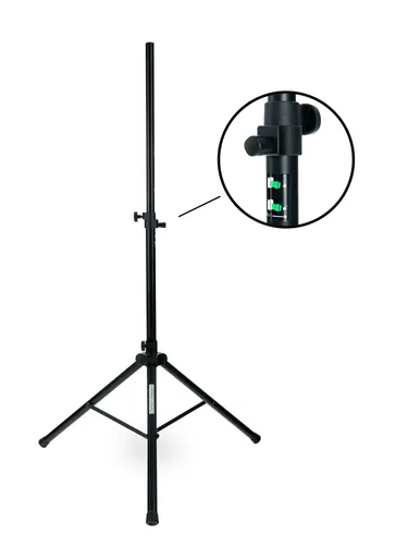 Pronomic SPS-2A Boxenstativ Alu mit Rastbolzen - Boxenstativ aus Aluminium mit stabiler Dreibein-Konstruktion, ausziehbar von 112 bis 183 cm und max. 50 kg belastbar – ideal für professionelle Anwendungen.