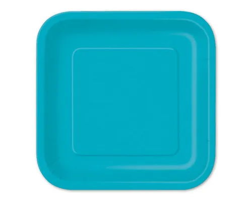 Unique Industries Inc. Pappteller Pappteller Uni Quadratisch 23cm/14Stk. Türkis