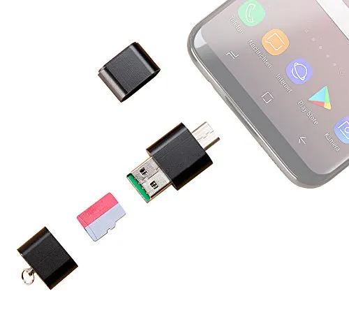 PEARL Mini-Cardreader & USB-Stick für microSD bis 128 GB - Kompakter Speicherkartenleser mit USB A & C für schnelle Datenübertragung bis 480 Mbit/s. Robustes Metallgehäuse und integrierter Kartensteckplatz bieten praktische Nutzung für PC und Smartphones.