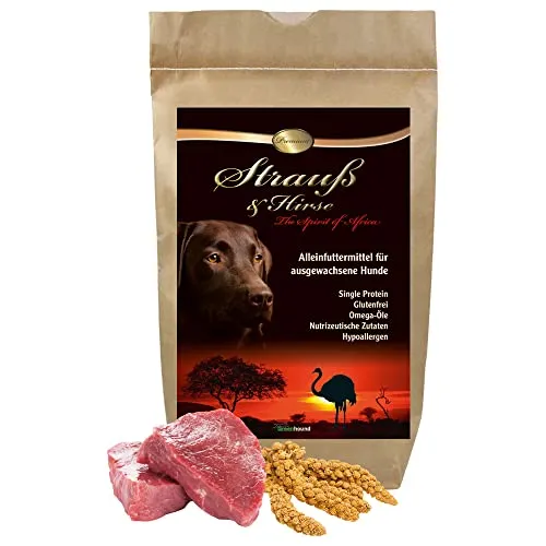 Schecker Trockenfutter - Strauß & Hirse Premium - Strauss - hypoallergen - für Junghunde - Adult und Seniorhunde - 1,5 kg