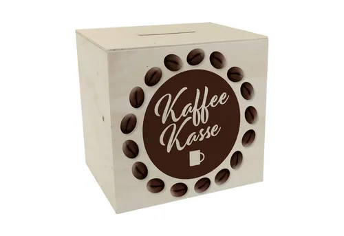 speecheese Spardose Kaffeekasse Spardose aus Holz zum Thema Trinkgeld als Geschenk für