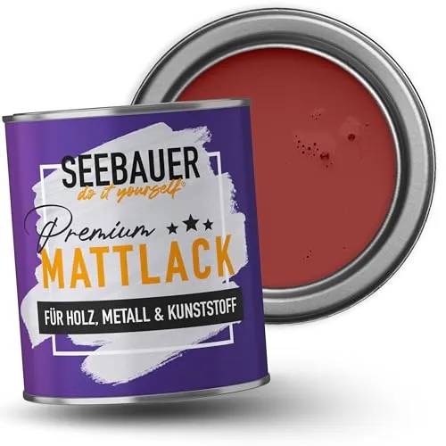 SEEBAUER DIY Mattlack Dunkelrot 750ml – Hochwertiger Hybrid-Lack für Innen & Außen - Der edelmatte SEEBAUER Mattlack mit Hybrid-Technologie ist schnelltrocknend und extrem robust. Ideal für Holz, Metall und Kunststoff – perfekt für kreative Projekte und langlebigen Schutz.