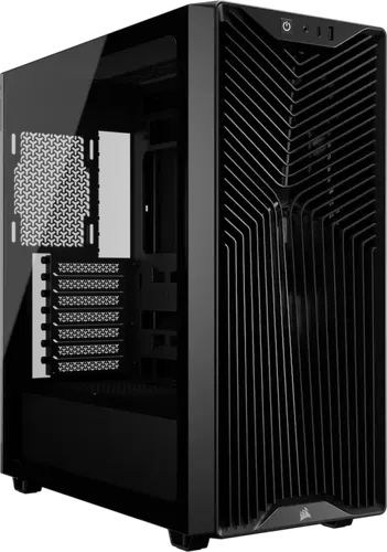 3200D RS Black Tower-Gehäuse - Elegantes Tower-Gehäuse in Schwarz mit Tempered Glass, ideal für ATX-Systeme. Bietet Platz für 1x 3,5 Zoll und 1x 2,5 Zoll Festplatten sowie 7 Erweiterungsslots.