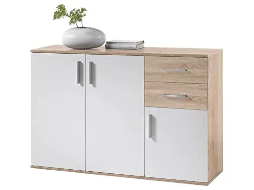 möbelando Kommode Freida II Sonoma hell/Weiß