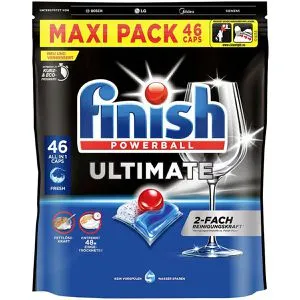 finish Spülmaschinentabs Calgonit Powerball Ultimate, All-in-1, entfernt 48h Eingetrocknetes, strahlender Glanz, 46 Tabs