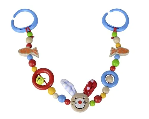 Eichhorn - Baby Wagenkette mit Hasenmotiv, 50cm lang, aus 100 Prozent FSC zertifiziertem Buchenholz, für Kinder bereits ab den ersten Lebensmonaten geeignet